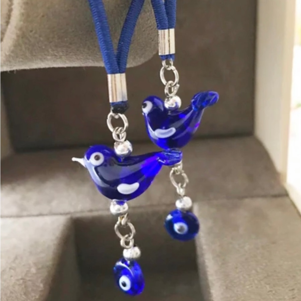 EVIL EYE GLASS CAR ACCESSORIES - BLUE REAR MIRROR